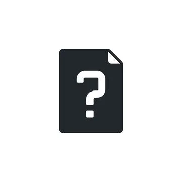 Flat vector image on white background, document icon with question mark, unkn Stock Illustration