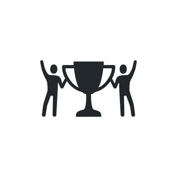 Flat vector image on white background, icon people with trophy, victory and s Stock Illustration