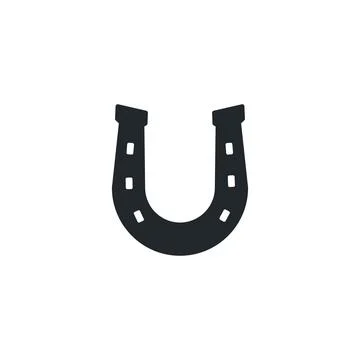 Flat vector image on white background, horseshoe icon in black color, luck in Stock Illustration