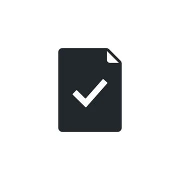Flat vector image on white background, sheet of paper with check mark, checke Stock Illustration
