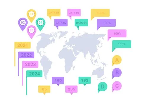 Flat vector image on white background, set of elements for infographics with  イラスト素材