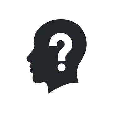 A flat vector image on a white background, an icon of a human head in black c Stock Illustration