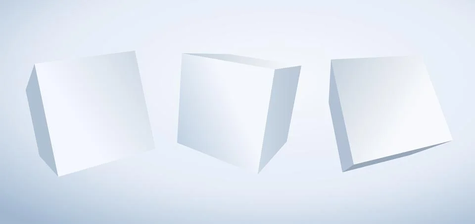 Flat vector image on white background, 3 large white square with for inscript Stock Illustration