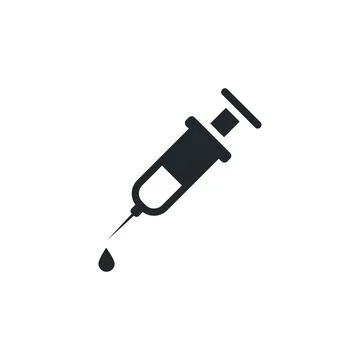 Flat vector image on white background, syringe icon, medical and healthcare Stock Illustration