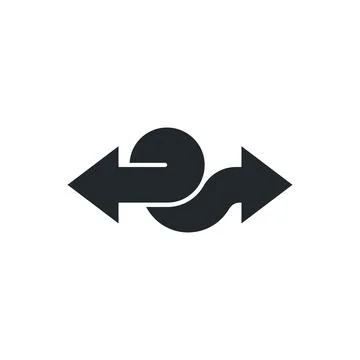 Flat vector image on a white background, icon of multidirectional arrows inte Stock Illustration