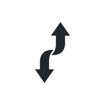 Flat vector image on a white background, icon of arrows twisted and directed  스톡 일러스트