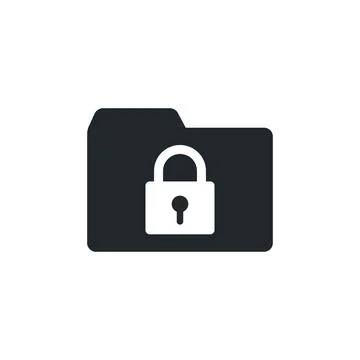 Flat vector image on white background, folder icon with lock Stock Illustration