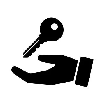 Flat vector image on a white background, icon key and hand, account password Illustrazione stock