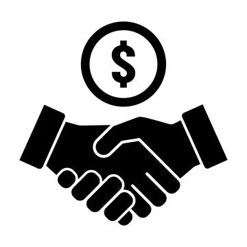 Flat vector image on white background, handshake icon and dollar coin , busin Stock Illustration