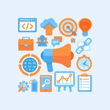 Flat vector internet marketing concept Ilustración de archivo