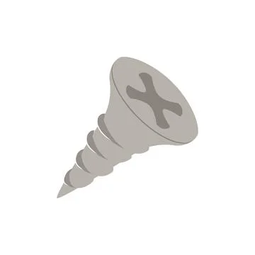 Flat Vector Isolated Phillips Head Metal Screw Hardware Tool Icon Illustration Stock Illustration
