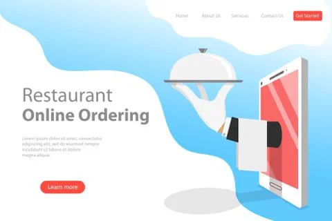Flat vector landing page template of table online reservation, mobile booking. Stock Illustration