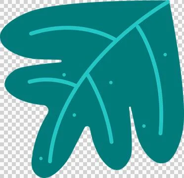 Flat vector leaf is showing four teal lobes, lighter vein lines and dots on イラスト素材
