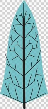 Flat vector leaf is showing turquoise blade with black branching veins on Stock Illustration