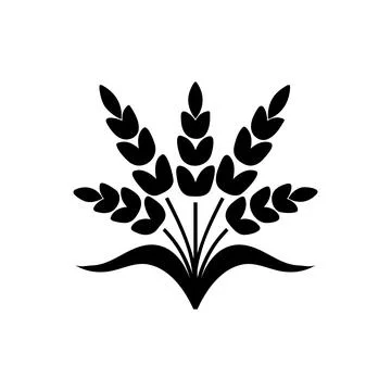 Flat vector line icon of barley, rye, wheat, vector illustration Stock Illustration