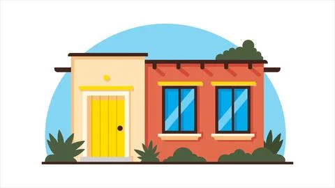 Flat vector of lovely mini tiny house home resident Stockillustratie