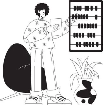 Flat vector man abacus math calculation illustration Illustration