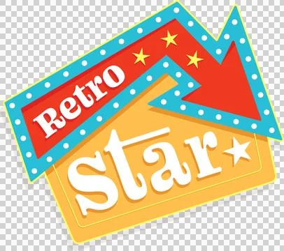 Flat vector marquee sign is showing layered blue arrow with yellow lights on Stock Illustration