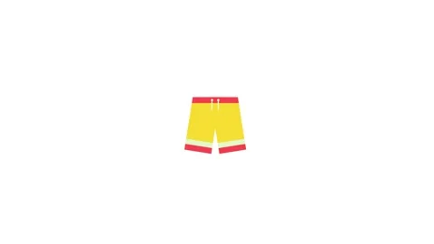 Flat Vector Men Swimming Trunks Shorts Icon Animated on White Background Stock Footage 345958405