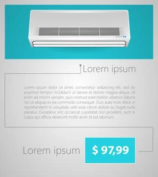 Flat vector minimalist template business design. Air conditioner. Stock Illustration