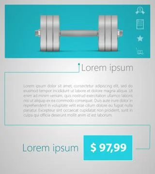 Flat vector minimalist template business design. Dumbbell. Stock Illustration