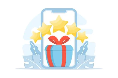 Flat vector of mobile loyalty program and app rewards Stock Illustration