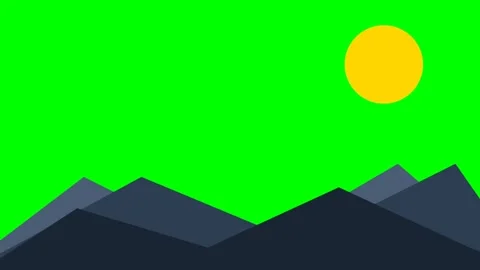 Flat Vector Mountain Landscape Animation With Bright Yellow Sun Stock Footage 339925614