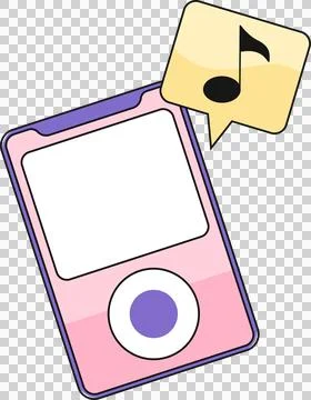 Flat vector music player is showing blank screen, wheel and note bubble, Stock Illustration