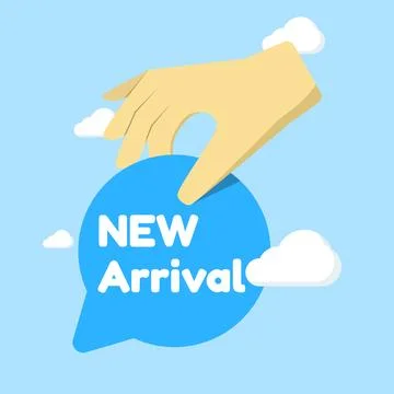 Flat vector of new arrival speech bubble, promotional sign. イラスト素材