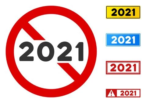 Flat Vector No 2021 Year Sign with Words in Rectangular Frames Stockillustratie