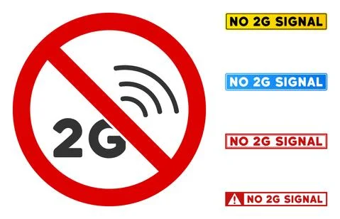 Flat Vector No 2G Signal Sign with Words in Rectangle Frames Illustrazione stock
