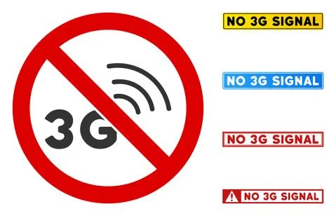 Flat Vector No 3G Signal Sign with Texts in Rectangular Frames 스톡 일러스트