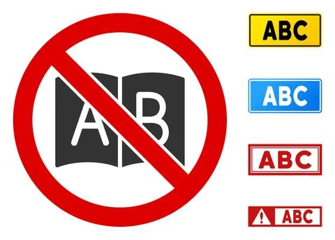 Flat Vector No ABC Book Sign with Badges in Rectangular Frames 스톡 일러스트
