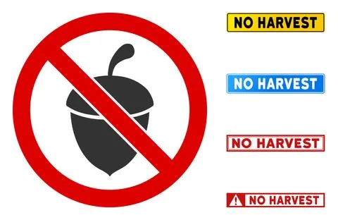 Flat Vector No Acorn Sign with Badges in Rectangular Frames イラスト素材
