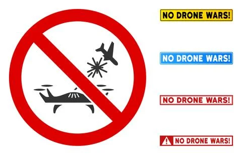 Flat Vector No Air Drone Strike Sign with Texts in Rectangle Frames Illustrazione stock