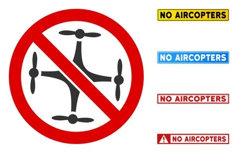 Flat Vector No Aircopter Sign with Phrases in Rectangular Frames Illustrazione stock