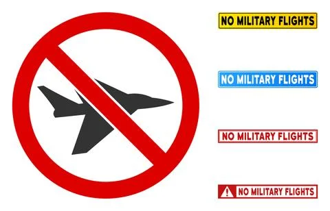 Flat Vector No Aircraft Intercepter Sign with Texts in Rectangular Frames Illustrazione stock