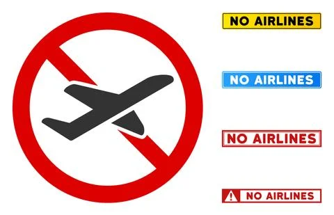 Flat Vector No Airlines Sign with Titles in Rectangular Frames Stock Illustration