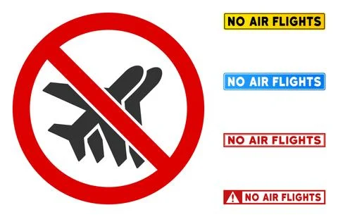 Flat Vector No Airlines Sign with Texts in Rectangular Frames Stock Illustration