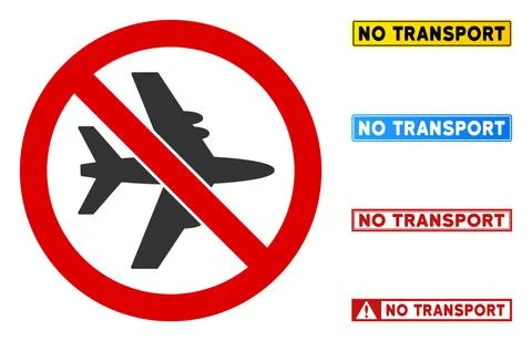 Flat Vector No Airplane Sign with Messages in Rectangular Frames 스톡 일러스트