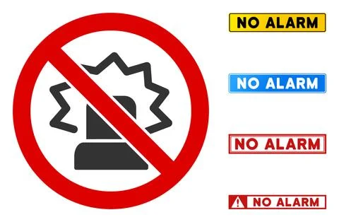 Flat Vector No Alarm Sign with Titles in Rectangular Frames Stock Illustration