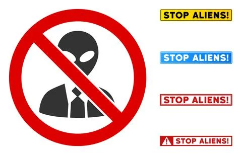 Flat Vector No Alien Manager Sign with Titles in Rectangular Frames 스톡 일러스트