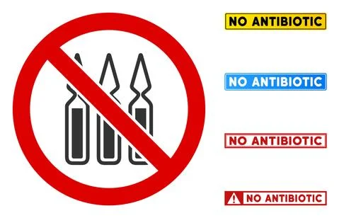 Flat Vector No Ampoules Sign with Phrases in Rectangle Frames Illustrazione stock