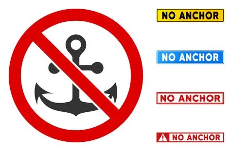 Flat Vector No Anchor Sign with Badges in Rectangular Frames Illustrazione stock