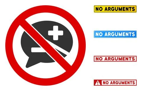 Flat Vector No Arguments Sign with Titles in Rectangle Frames Stock Illustration