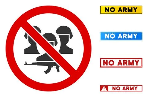 Flat Vector No Army Sign with Words in Rectangular Frames Illustrazione stock