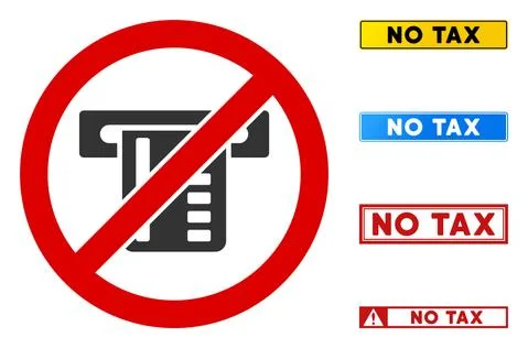 Flat Vector No ATM Terminal Sign with Phrases in Rectangular Frames Illustrazione stock