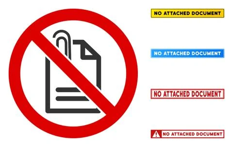 Flat Vector No Attached Document Sign with Phrases in Rectangular Frames 스톡 일러스트
