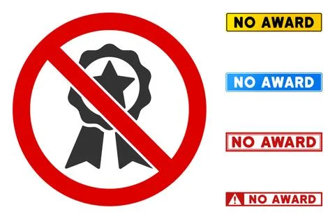 Flat Vector No Award Sign with Phrases in Rectangular Frames Stock Illustration