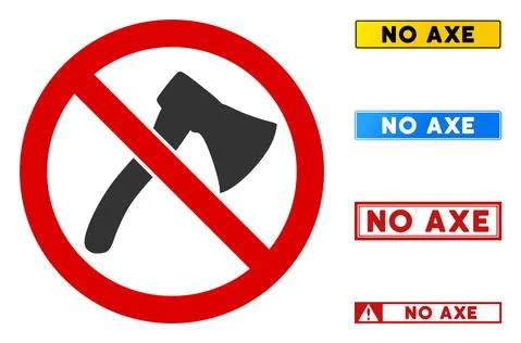 Flat Vector No Axe Sign with Phrases in Rectangle Frames Illustrazione stock